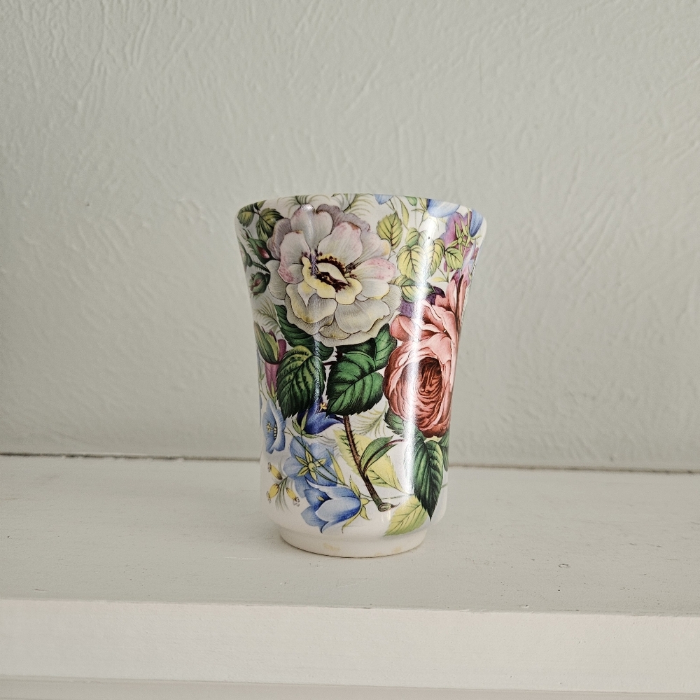 Vintage Crowne Oakes Designs Floral Ceramic Jar